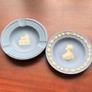 Wedgwood Blue Decorative Ashtray Dish Pair